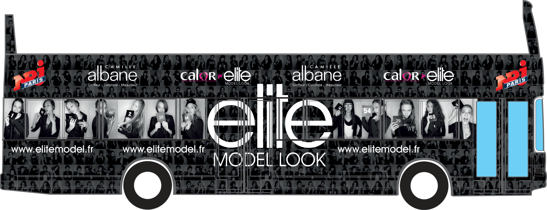 Elite Model Look 2009 full vinyl bus wrap campaign